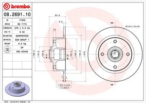 Remschijf BREMBO, Remschijftype: Massief, u.a. für VW