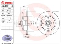 Remschijf BREMBO, Remschijftype: Massief, u.a. für VW