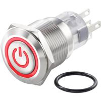 TRU COMPONENTS TC-7494524 TC-LAS1-AGQ-11ZET/R/12V/S Vandalismebestendige drukschakelaar 250 V/AC 3 A 1x uit/aan Continu Rood IP65 1 stuk(s) - thumbnail