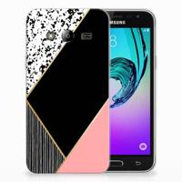 Samsung Galaxy J3 2016 TPU Hoesje Zwart Roze Vormen