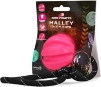 Dog Comets Ball Halley met touw hondenspeeltje – Ø6 cm - Hoogwaardig hondenspeelgoed – Natuurlijk rubber – Roze