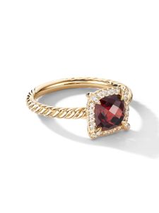 David Yurman bague Petite Châtelaine en or 18ct sertie de diamants et grenat