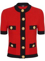 Balmain cardigan crop à manches courtes - Rouge