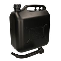 Jerrycan / benzinetank brandstof - 20 liter - zwart met trechter