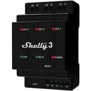 Shelly Pro 3 relais 3-kanaals, Wifi, LAN, Bluetooth