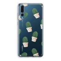 Cactusprint roze: Huawei P20 Pro Transparant Hoesje - thumbnail