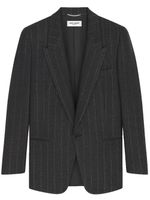 Saint Laurent blazer rayé à simple boutonnage - Gris