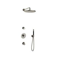 Hotbath Cobber IBS20 Regendoucheset inbouw - 35cm wandarm - 30cm ronde hoofddouche - staafhanddouche - nikkel geborsteld IBS20GN5