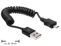 DeLOCK USB 2.0-A/USB micro-B 0.6m USB-kabel 0,6 m USB A Micro-USB B Zwart - thumbnail