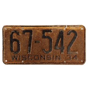 Wisconsin Kentekenplaat - 1934 - Origineel