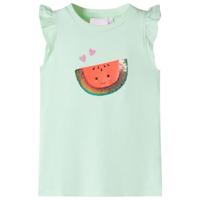 Kindershirt met ruches aan de mouwen 140 zachtgroen, kinderkleding, jongenskleding, hippe kinderkleding, kinderkled, meisjeskleding