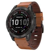 By Qubix - Leren bandje - Bruin - Compatible met Garmin Fenix 7/6 / 5 - Compatible Garmin bandje - Bandbreedte: 22mm