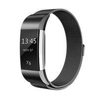 By Qubix - Compatible met Fitbit Charge 2 milanese bandje - Maat: Small - Zwart - Compatible fitbit bandje