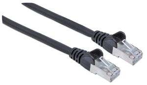 Intellinet 318808 RJ45 Netwerkkabel, patchkabel CAT 6A S/FTP 5.00 m Zwart Folie afscherming, Afscherming gevlochten, Halogeenvrij 1 stuk(s)