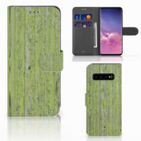 Samsung Galaxy S10 Book Style Case Green Wood