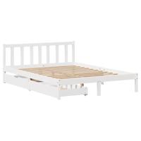 vidaXL Bedframe met lades massief grenenhout wit 140x200 cm, bed, bed ombouw, twijfelaar bed, bedbodem, slaapkamermeubel, 2 persoonsbed