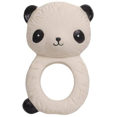 A Little Lovely Company Bijtring Panda Junior 10 Cm Rubber Beige