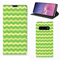 Samsung Galaxy S10 Hoesje met Magneet Waves Green - thumbnail