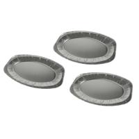 Aluminium BBQ/verjaardag/hapjes serveerschalen - zilver - 3x stuks - 43 x 28 cm - wegwerp