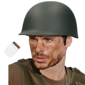 Carnaval verkleed set Army/Leger soldaten helm - met camouflage schmink stift - volwassenen