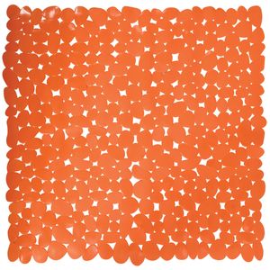 MSV Douche/bad anti-slip mat - badkamer - pvc - oranje - 54 x 54 cm