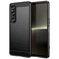 Sony Xperia 1 VI Geborsteld TPU Hoesje - Koolstofvezel - Zwart - thumbnail