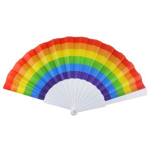 1x Zomerse Spaanse waaiers regenboog/pride vlag 14 x 23 cm   -