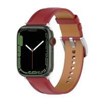 By Qubix - Luxe leren bandje - Bordeaux - Compatible met Apple Watch 38mm / 40mm / 41mm / 42mm - Compatible Apple watch bandjes