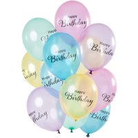 Ballonnen Happy Birthday Pastel Transparant Premium (12st) - thumbnail