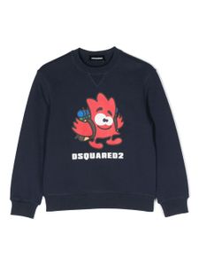 DSQUARED2 KIDS sweat en coton à imprimé graphique - Bleu