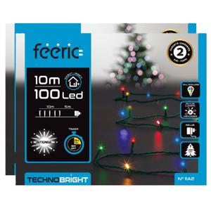 Kerstverlichting - 2x st - gekleurd - 10 meter - 100 led lampjes - groen snoer - 8 functies