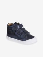 Leren MID-sneakers met klittenband, kleutercollectie meisjes marineblauw