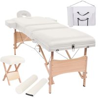 VidaXL Massagetafelen krukset inklapbaar 3 zones 10 cm dik wit