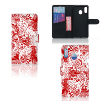 Telefoonhoesje met Naam Samsung Galaxy M20 Angel Skull Rood