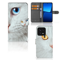 Xiaomi 13 Telefoonhoesje met Pasjes Witte Kat - thumbnail