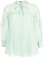 SHIATZY CHEN blouse plissée à col en dentelle - Vert