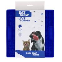 Eat Slow Live Longer Likmat - 21 x 21 cm - vierkant - snuffelmat - anti-snuffelmat - slowfeeder - afleiding - honden en katten - voor smeermiddelen, brokken en snoep - botpatroon