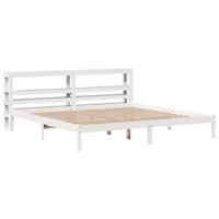 vidaXL Bedframe met hoofdbord massief grenenhout wit 200x200 cm, bed, slaapkamermeubel, houten bed, tweepersoonsbed, houten bedframe, bedbodem