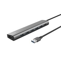 Trust Halyx USB-Hub 7 Poorten 3.2 Gen 1, Docking Station met USB-C Power-poort, Overdrachtssnelheid 5Gbps, USB Splitter, Compacte USB-verlengkabel voor Macbook Pro, Laptop, PC, Computer