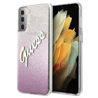 Guess Glitter Gradient Script Samsung Galaxy S21+ 5G Hoesje - Roze - thumbnail