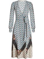 ETRO robe portefeuille mi-longue à fleurs - Bleu