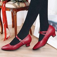 Dames Hoge hakken Pompen Instappers Mary Jane Vintage schoenen Comfortabele schoenen Feest Buiten Dagelijks Kleine hak Ronde Teen Elegant Vintage Modieus Leer Gesp Enkelriempje Zilver Donkerrood Zwart Lightinthebox