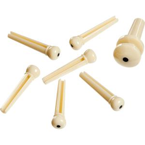 D'Addario PWPS12 Plastic Bridge Pins Ivory with Ebony Dot brugpinnen (set van 6)