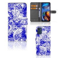 Telefoonhoesje met Naam Motorola Moto E32 | Moto E32s Angel Skull Blauw - thumbnail