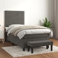 Boxspring met matras fluweel donkergrijs 100x200 cm SKU: V3137768 - thumbnail