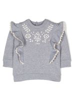 Chloé Kids sweat volanté à bords festonnés - Gris