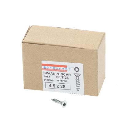 Spaanplaatschroef verzinkt platkop torx-25 4.5X25 voldraad (200) Spaanplaatschroef verzinkt platkop torx-25 4.5X25 voldraad (200)