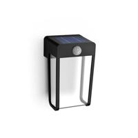 Philips Shroud Solar Wandlamp Buiten - Muurlamp Op Zonne-Energie - met Bewegingssensor - 2.3W - 2700K - Zwart - Helder Glas - IP44 Weerbestendig