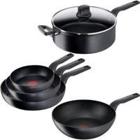 Tefal Hard Titanium Pro Pannenset - Koekenpannen Ø20/24/28cm + Wokpan Ø28cm + Hapjespan Ø28cm - Inductie - Zwart