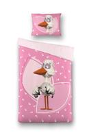 FABELTJESKRANT Dekbed Overtrek Juffrouw Ooievaar Roze, 140x200 + 60x70